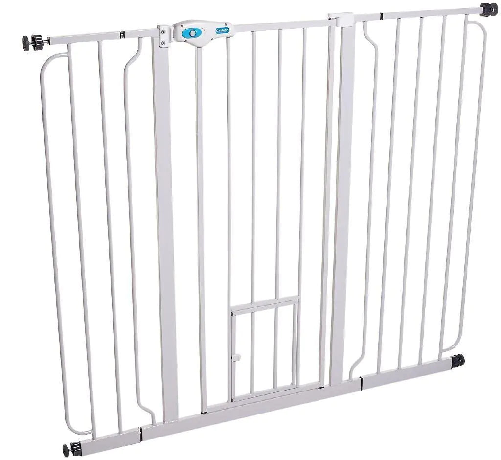 Carlson Pet Products 0934PW/0932PW Extra Wide Walk-Thru Pet Gate with Pet Door White 29-34Wx30H in